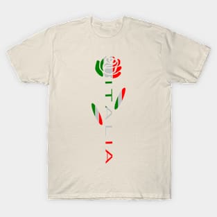 Italia Flag Rose Flower T-Shirt